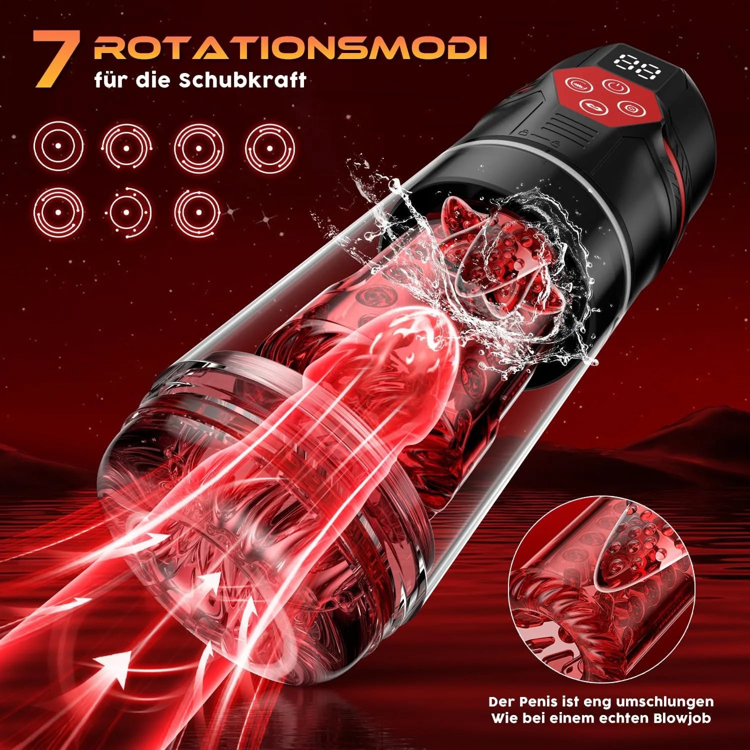 MS8plus:7 Modi Saugen & Vibrieren & Schieben & Rotieren Blowjob Masturbator
