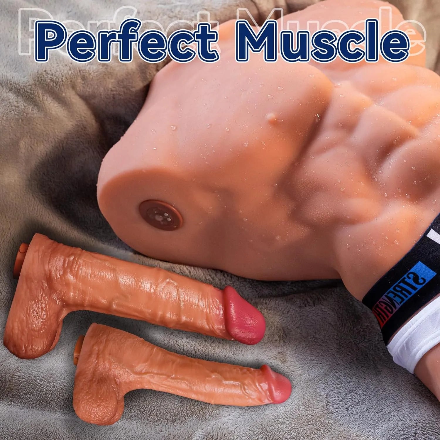 Fitter:11.5KG Teleskop-Vibrator-Torso mit App-Steuerung (abnehmbarer Dildo, 4 Aufsätze)