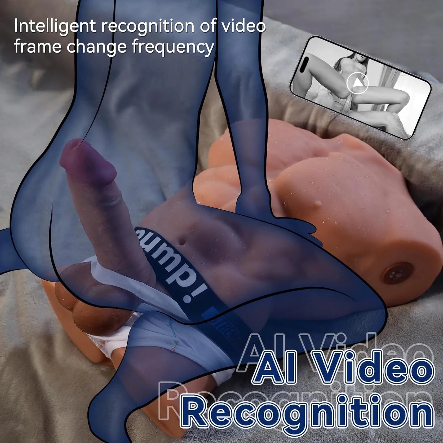 Fitter:11.5KG Teleskop-Vibrator-Torso mit App-Steuerung (abnehmbarer Dildo, 4 Aufsätze)