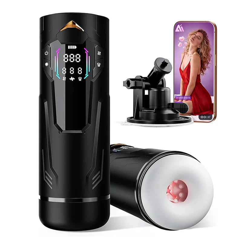 MR4: Hands-Free Masturbator mit 7 Stoß-, Saug- und Vibrationsmodi