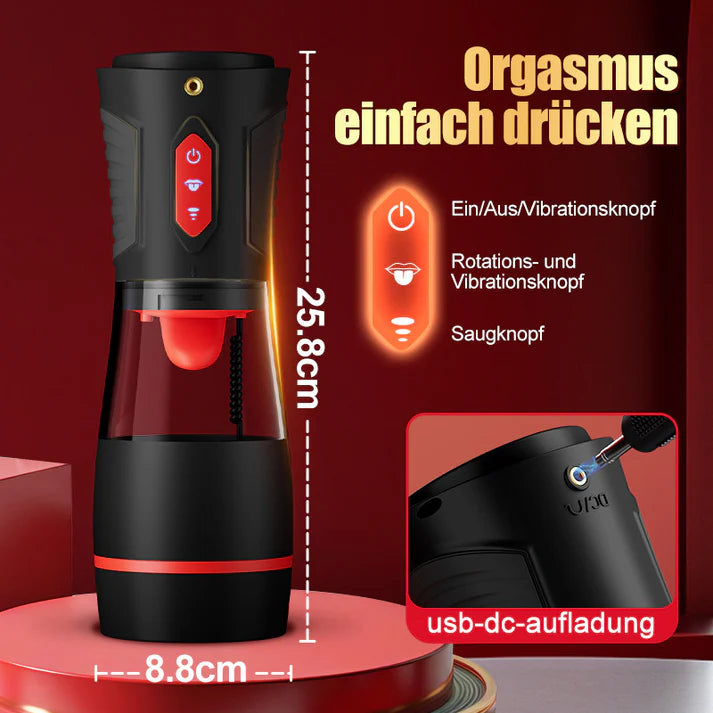 MS8:9 Vibrierende, 9 Saugende, 9 Rotierende, Hörbare Blowjob Masturbator mit Ko