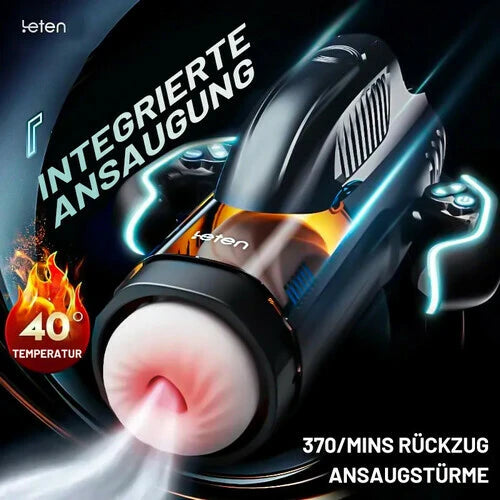 MS9:Leten Handheld Masturbator mit 10 Vibrations- & Saugmodi und Sprachausgabe