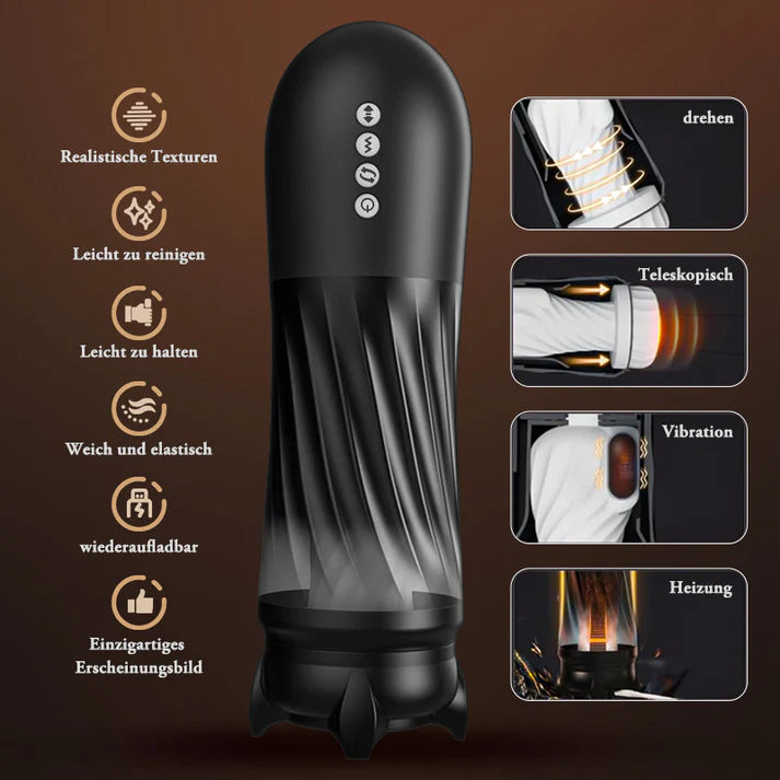 MT3: Rocket Cup Masturabtor 3 Rotierend 5 Vibrierend Dehnbar & Heizen