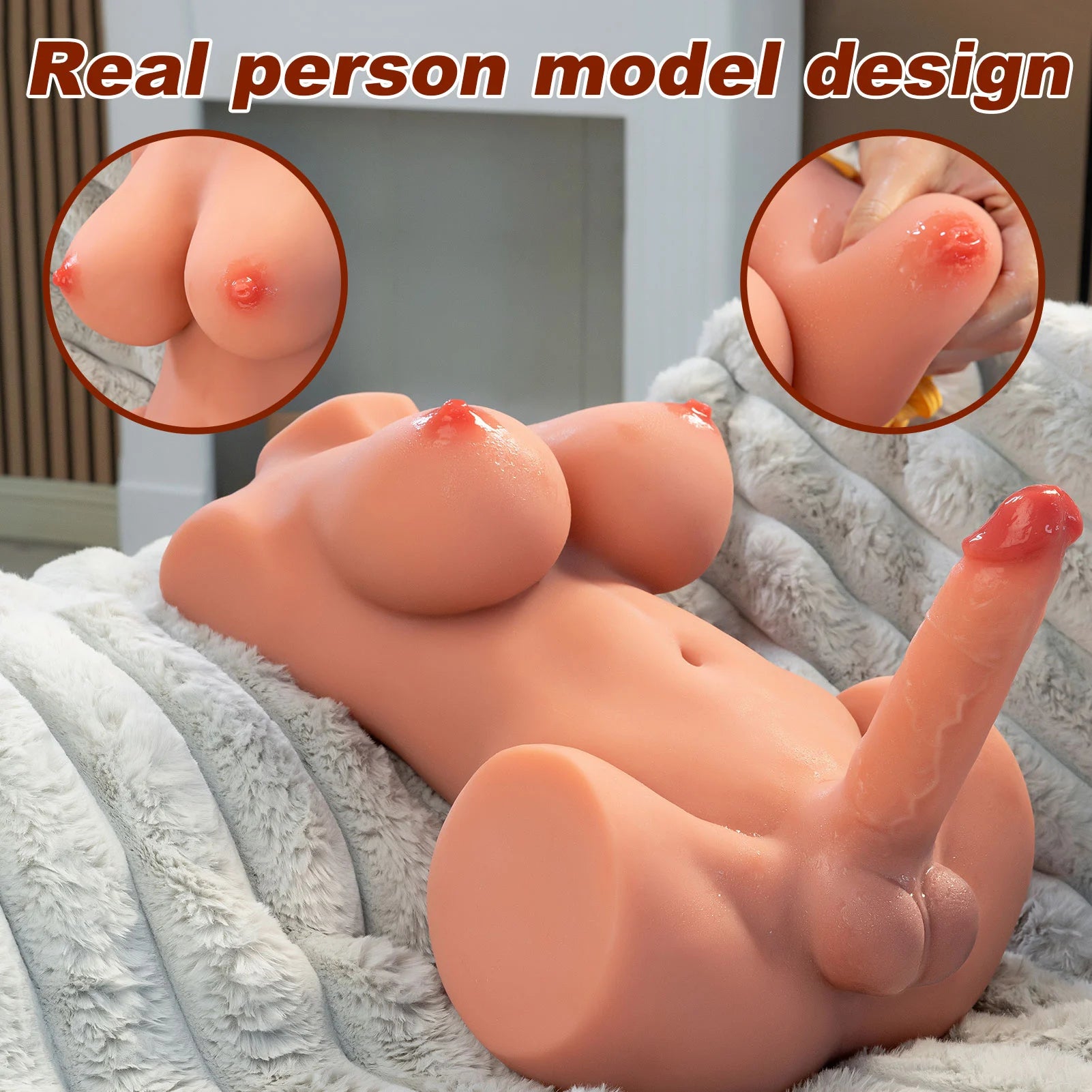 Mag: 7.6KG Shemale Torso Sex Doll mit Realistischem 15 cm Stoß-Dildo