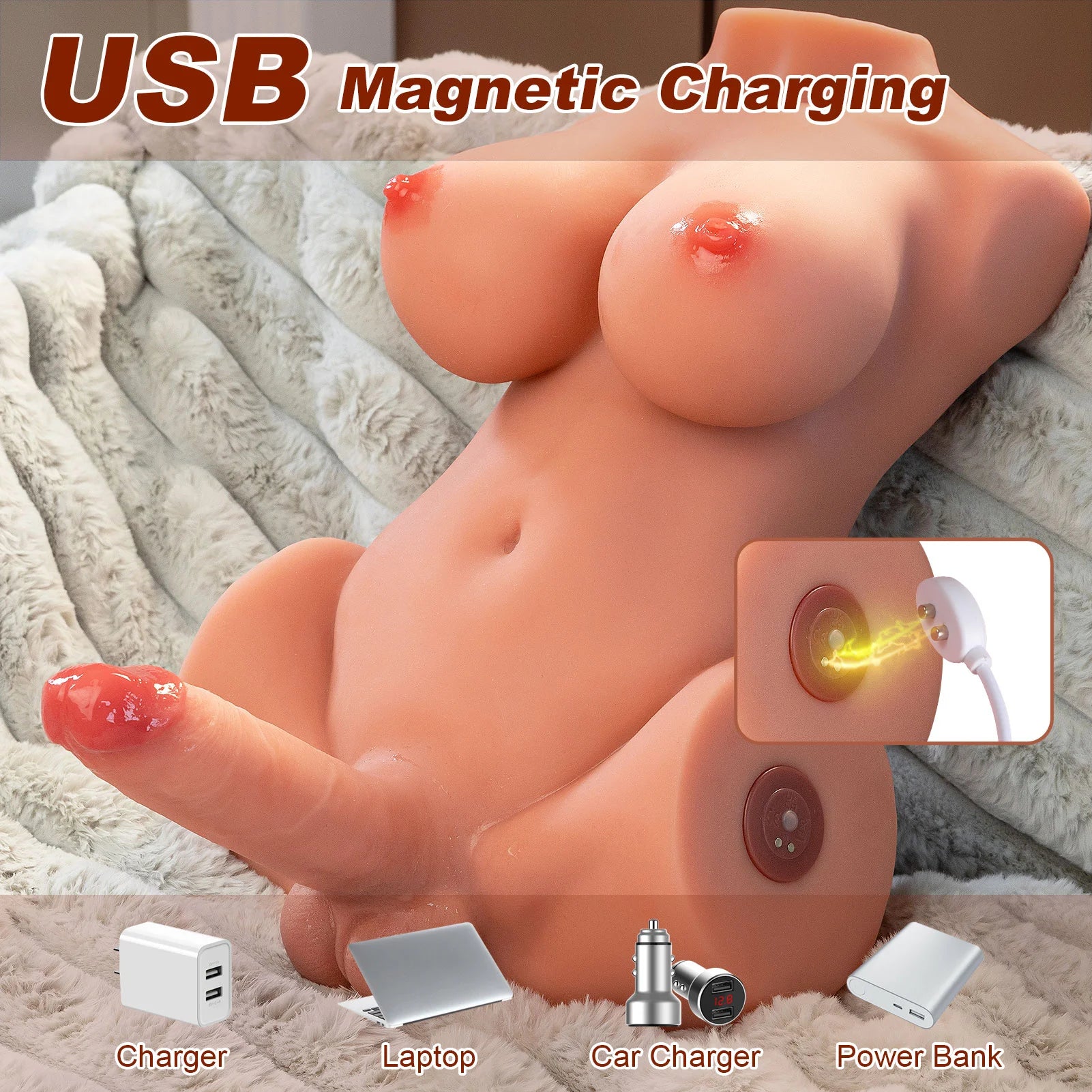 Mag: 7.6KG Shemale Torso Sex Doll mit Realistischem 15 cm Stoß-Dildo