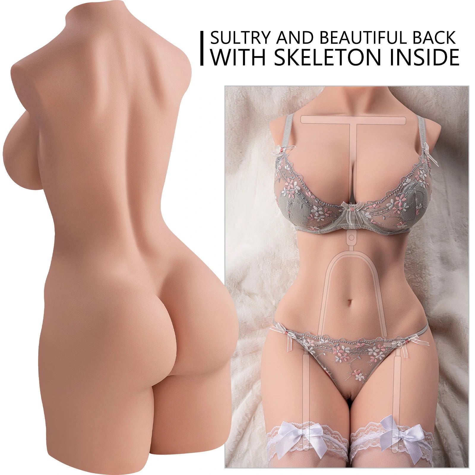Peggy-8.29 Realistische weibliche Sex-Torso-Puppe für Männer (braun)