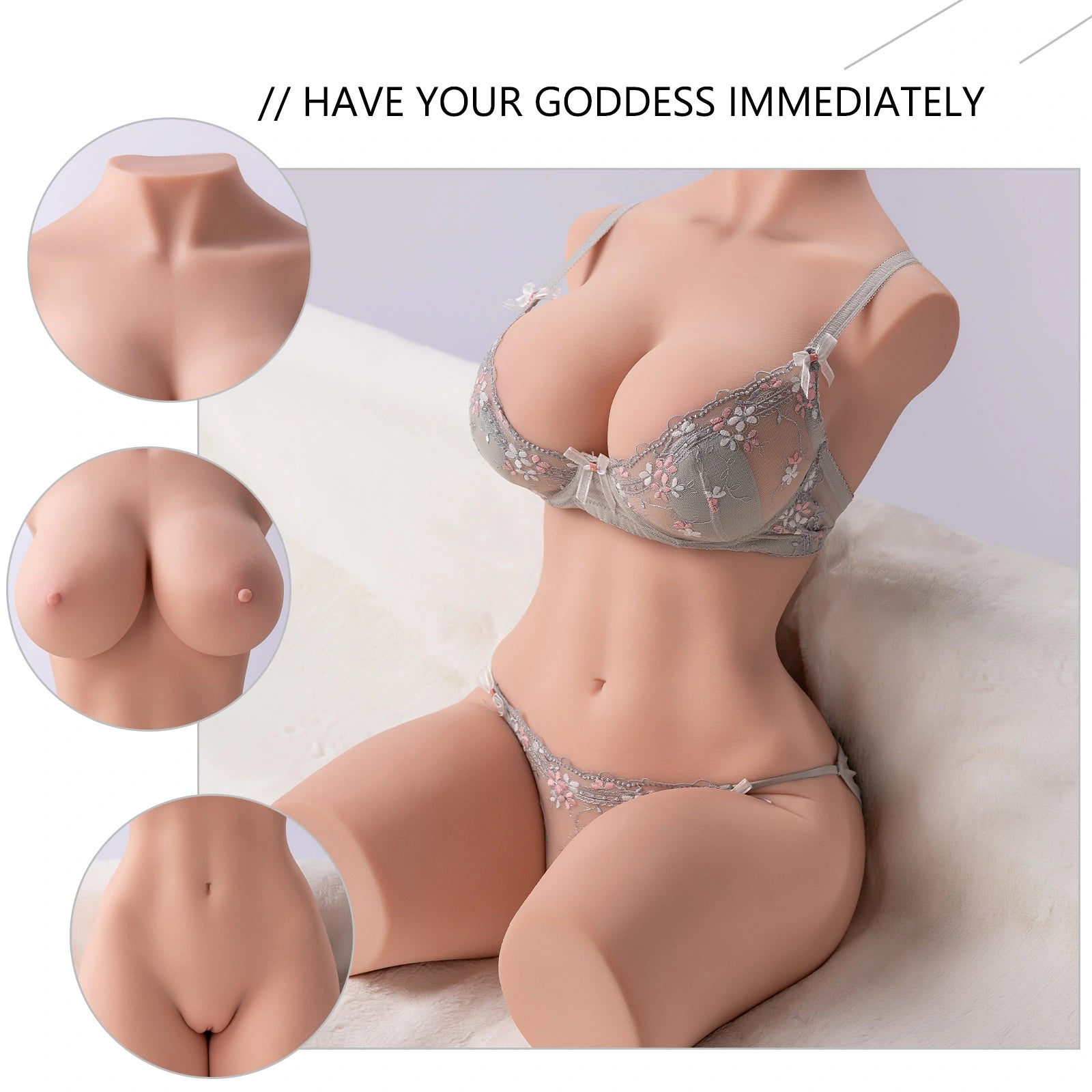 Peggy-8.29 Realistische weibliche Sex-Torso-Puppe für Männer (braun)