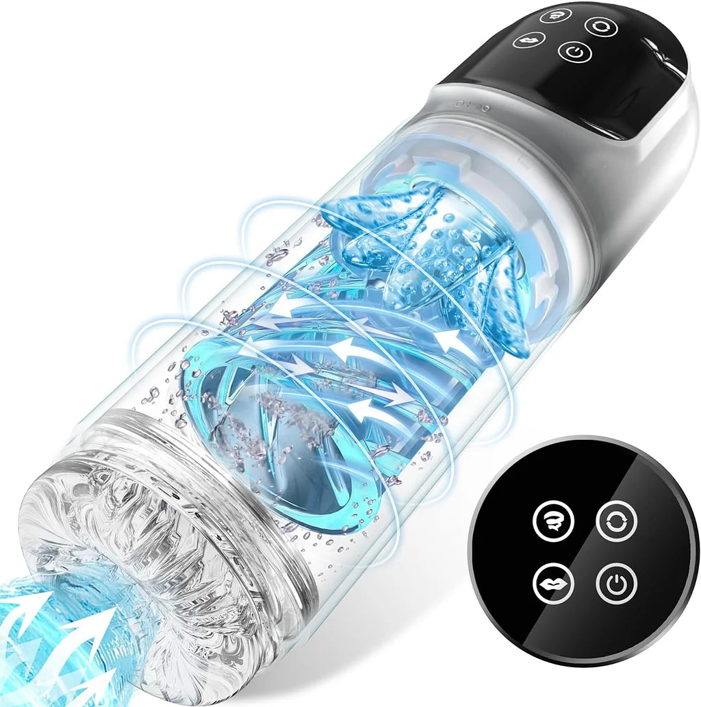 2-in-1 Blowjob Maschine mit Doppelter Stimulation und Wasservakuumpumpe