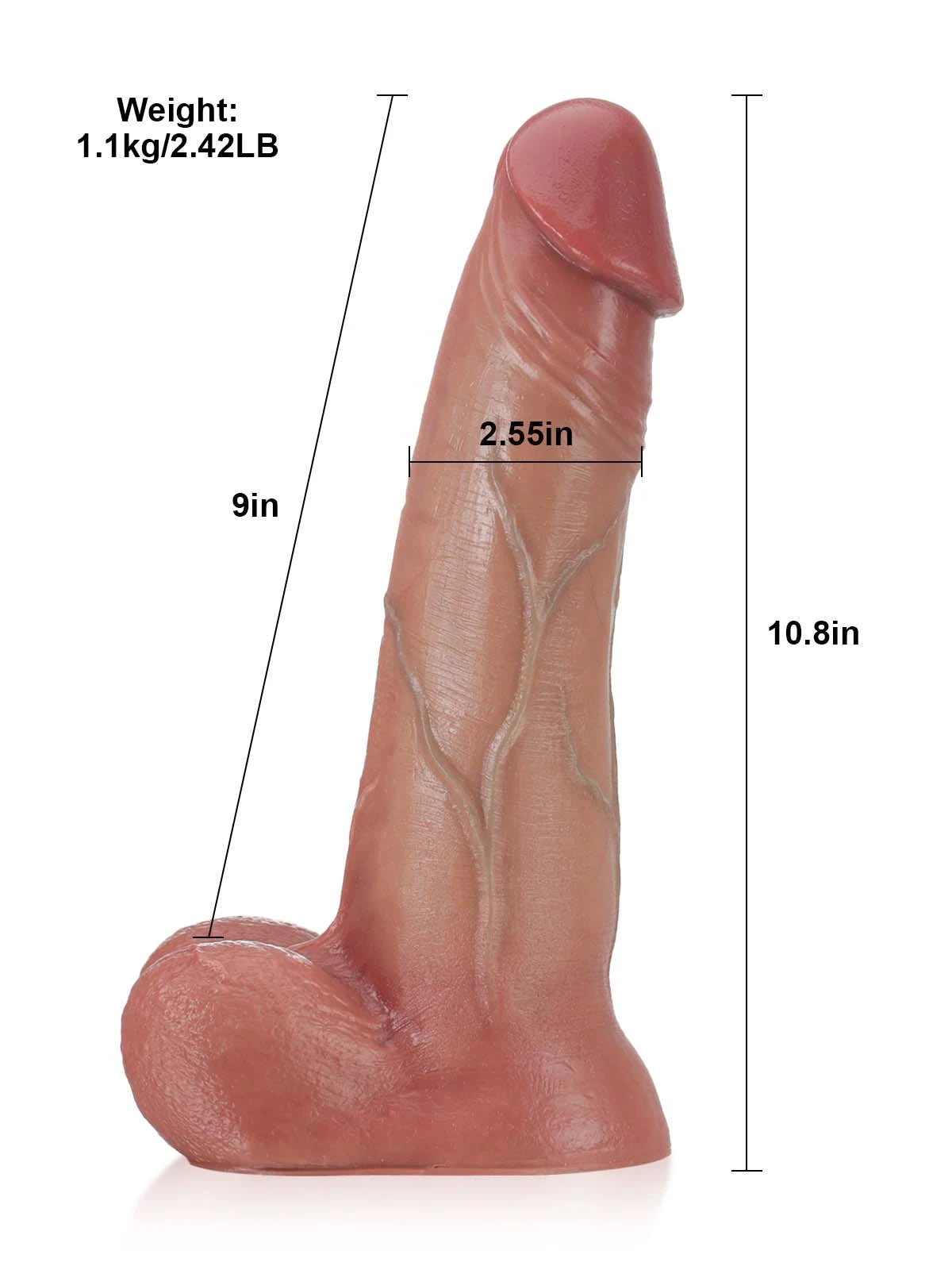 Alaric - Riesen Dicker Dildo Mit Gleitender Haut und Beweglichen Hoden - 27.4Cm