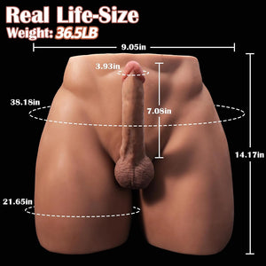 Torso de muñeca sexual masculina grande de 16,5 kg con consolador de 7 pulgadas 