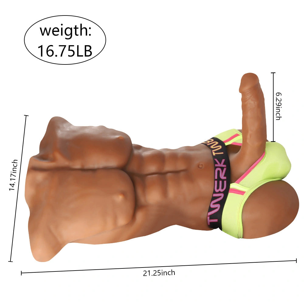 Daniel-7.59kg Realistischer Männlicher Sex Torso Mit Flexiblem 6.29″ Dildo