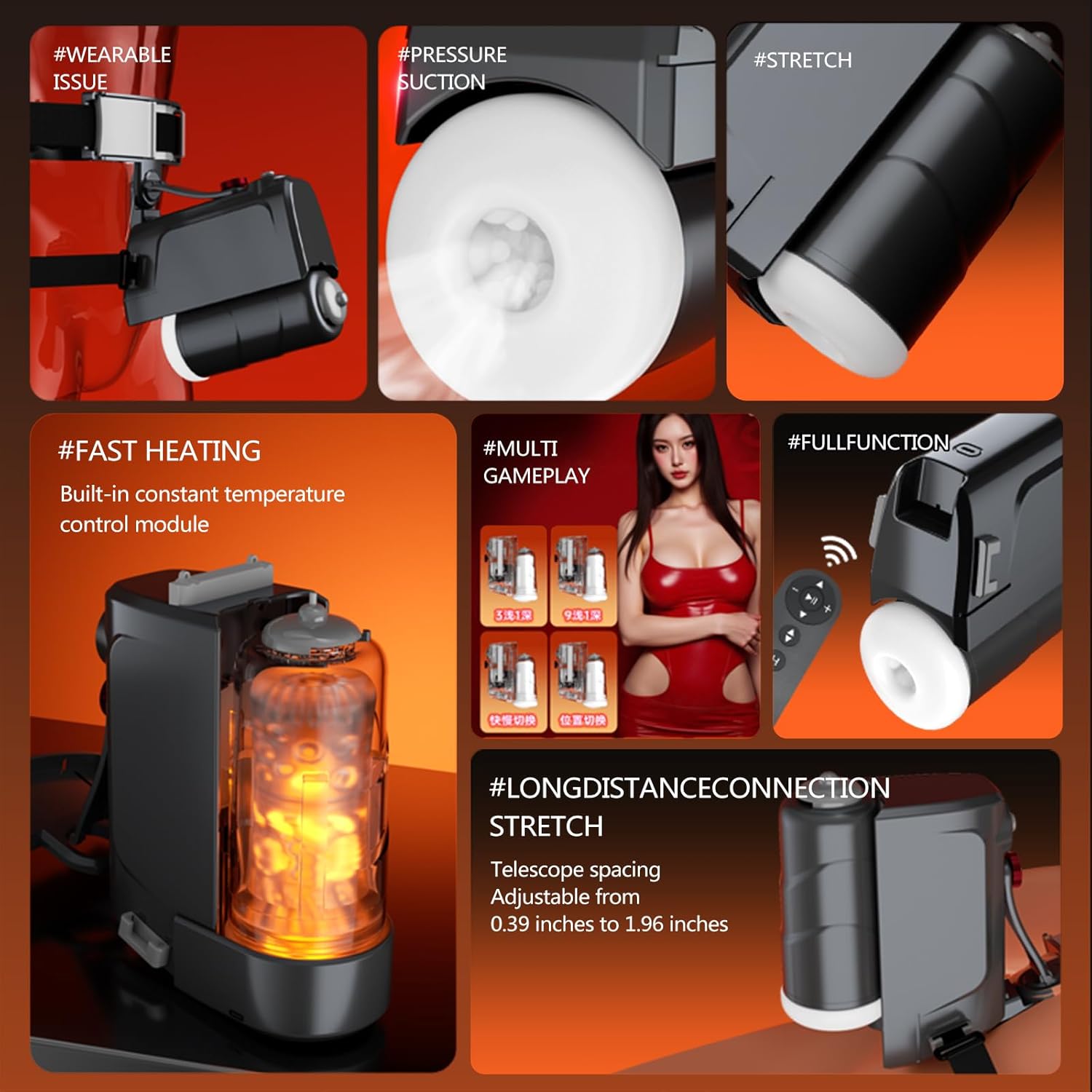 Elektrischer Handfreier Masturbator für Männer mit 10 Modi & 2 Austauschbaren Cups