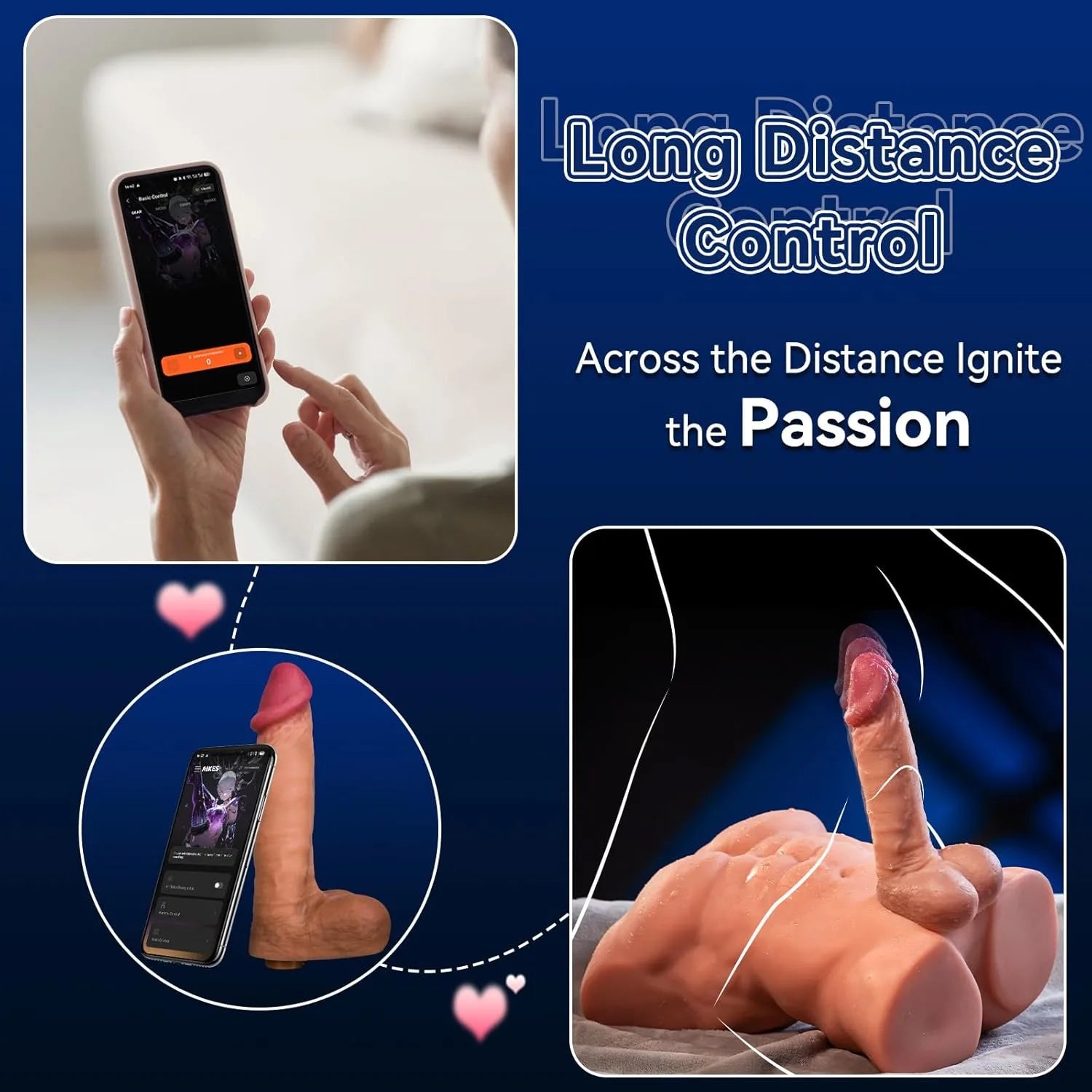 Fitter：11.5KG Teleskop-Vibrator-Torso mit App-Steuerung (abnehmbarer Dildo, 4 Aufsätze)