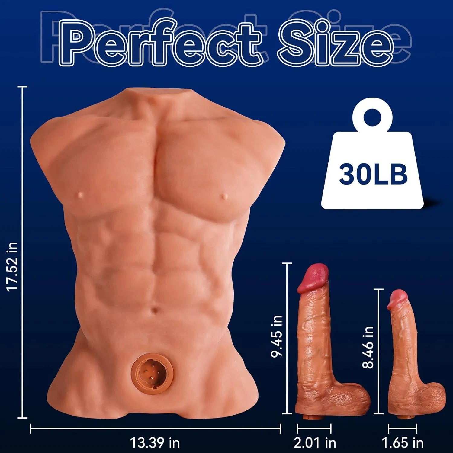 Fitter：11.5KG Teleskop-Vibrator-Torso mit App-Steuerung (abnehmbarer Dildo, 4 Aufsätze)