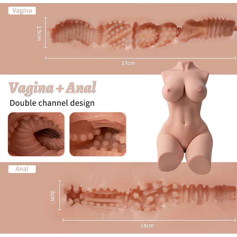 Carmen：19KG Lebensgroßer, reifer Frauentorso mit großer Brust und zwei Kanälen