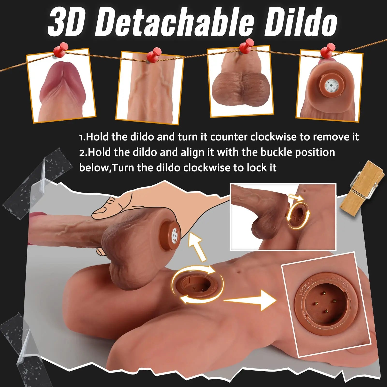Jameson - 4.1KG Torsodildo Mit Teleskopischer Vibration und Abnehmbarem Dildo