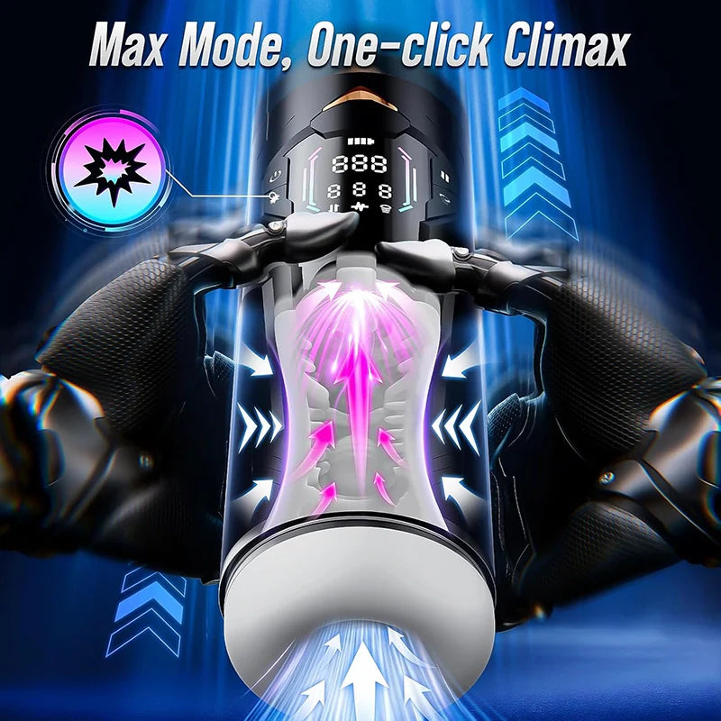 MR4: Hands-Free Masturbator mit 7 Stoß-, Saug- und Vibrationsmodi