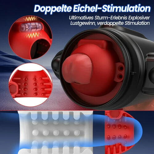 MT16：Sturmwirbel - 5-frequenz Wasserspray + 10-frequenz Vibration + 5-frequenz Rotation, Doppelte Eichelstimulation