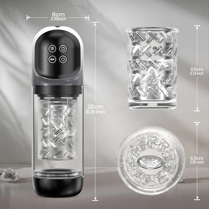 MT3:7 Saugen Dual-Temperatur SPA Boner Enlarger 7 Rotierende 360° Massage Masturbator