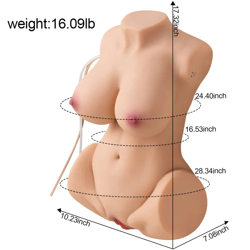 Mag-7.29kg Automatischer Weiblicher Sex-Torso Mit Saugen Und Vibration