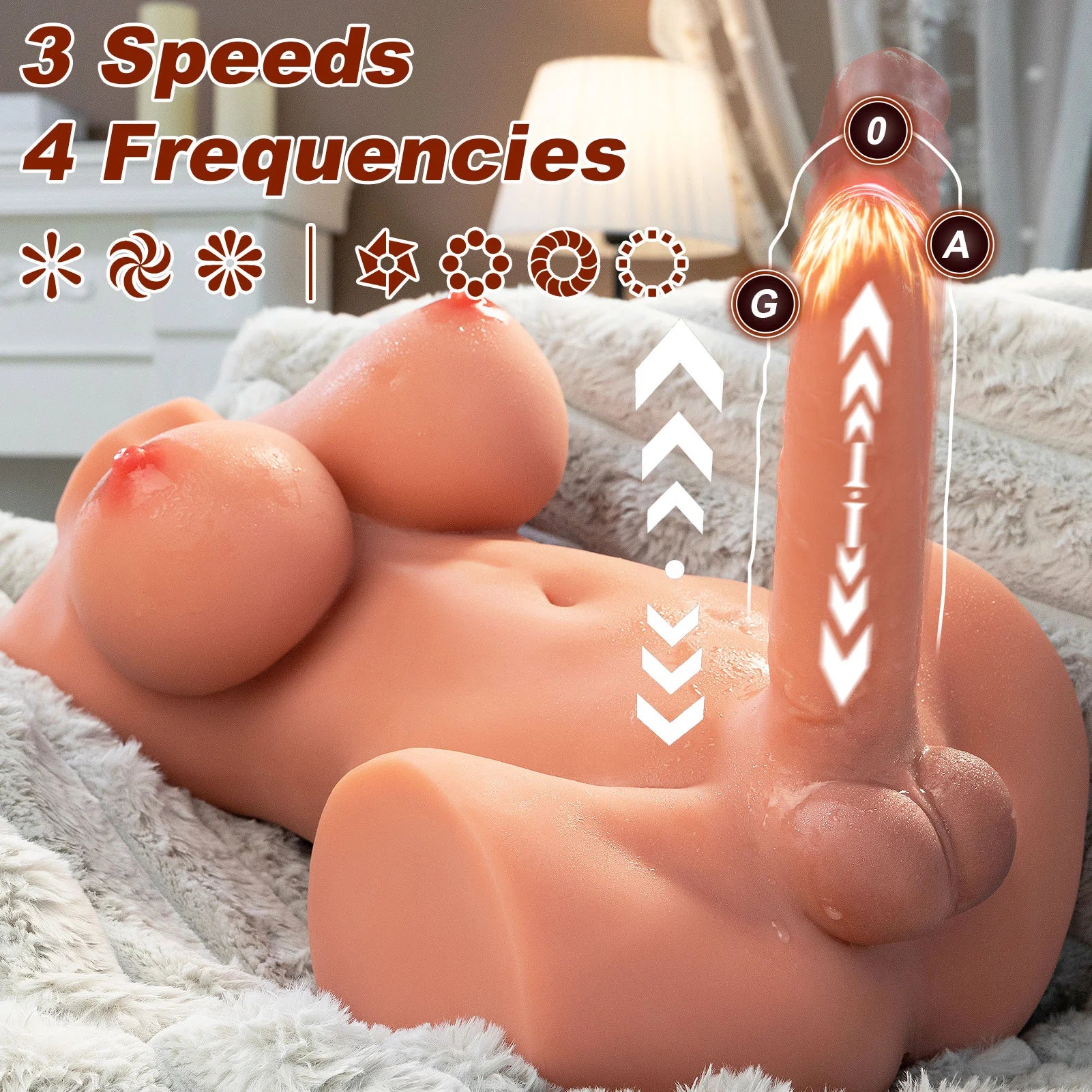 Mag: 7.6KG Shemale Torso Sex Doll mit Realistischem 15 cm Stoß-Dildo