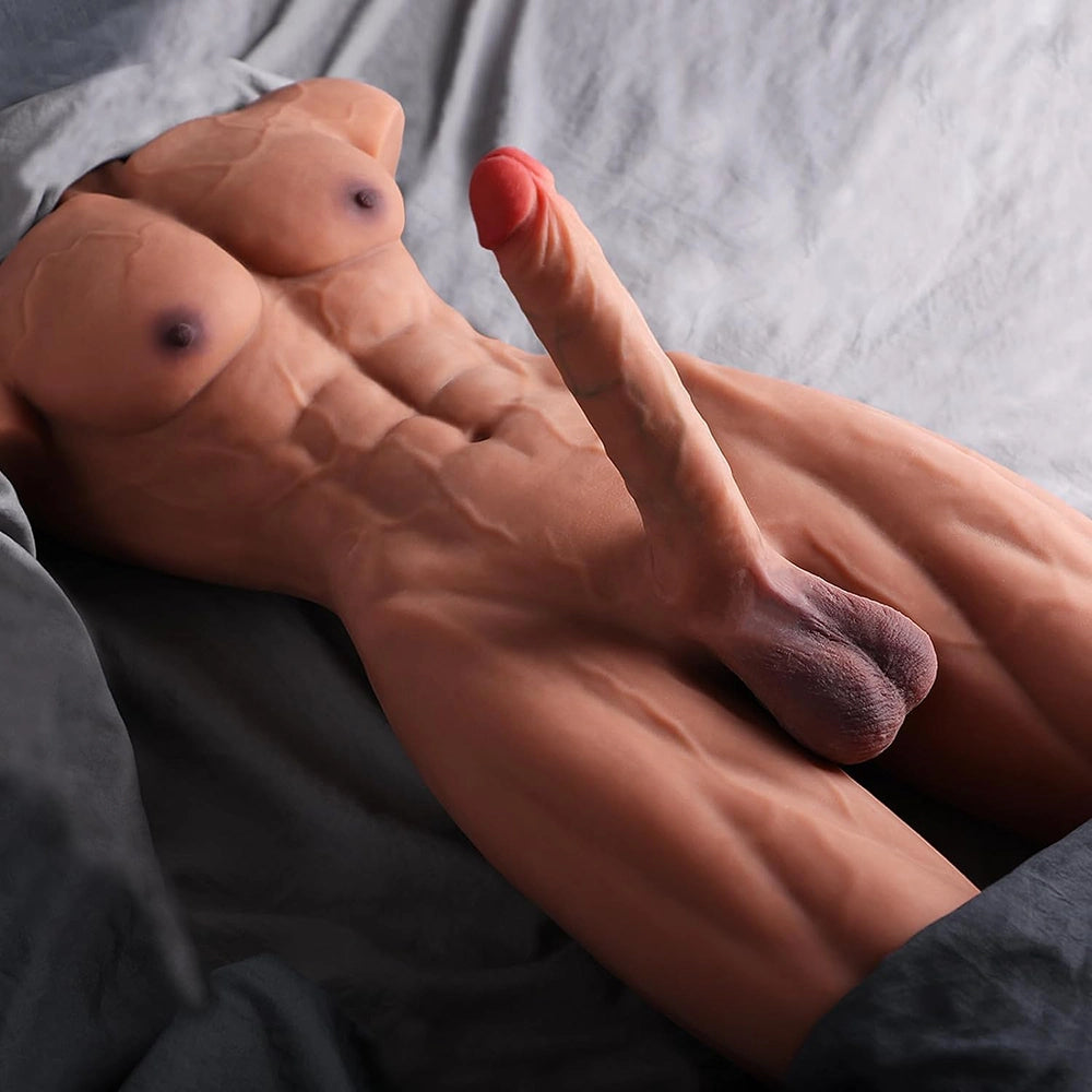 Tony–15.87kg starker muskulöser männlicher Torso mit 8,5 Zoll großem Dildo